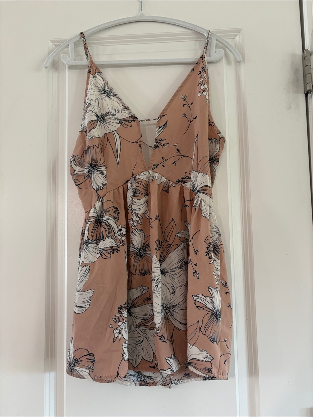 Dusty Peach Floral Spaghetti Strap Sundress